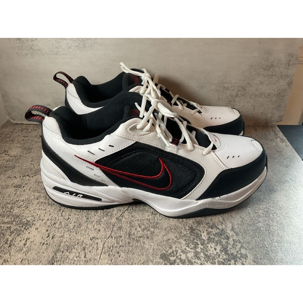 Nike Air Monarch IV White Black Red - Mens Size 13 W Great Condition 415445-101